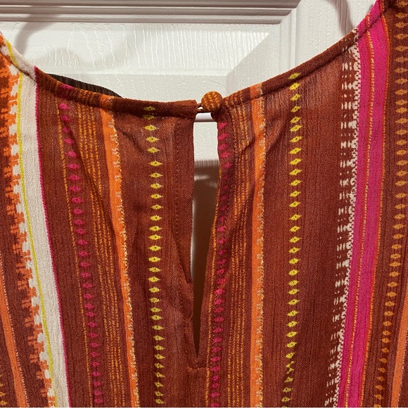 FOREVER 21 Women’s Boho Striped V-Neck Romper / Cover Up - rusty orange, size S - Picture 5 of 6